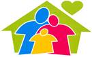 La sagoma di una casa stilizzata, un cuore e, all'interno della casa, le sagome di un uomo, una donna e un bambino è il logo del Programma Sostegno Famiglie